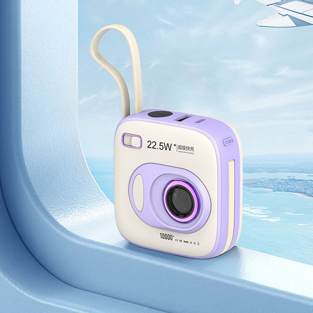 E52 10000mAh Mini Cabled Power Bank Camera-Shape Portable Phone Charger External Battery Pack