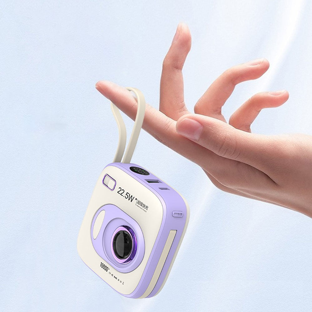 E52 10000mAh Mini Cabled Power Bank Camera-Shape Portable Phone Charger External Battery Pack