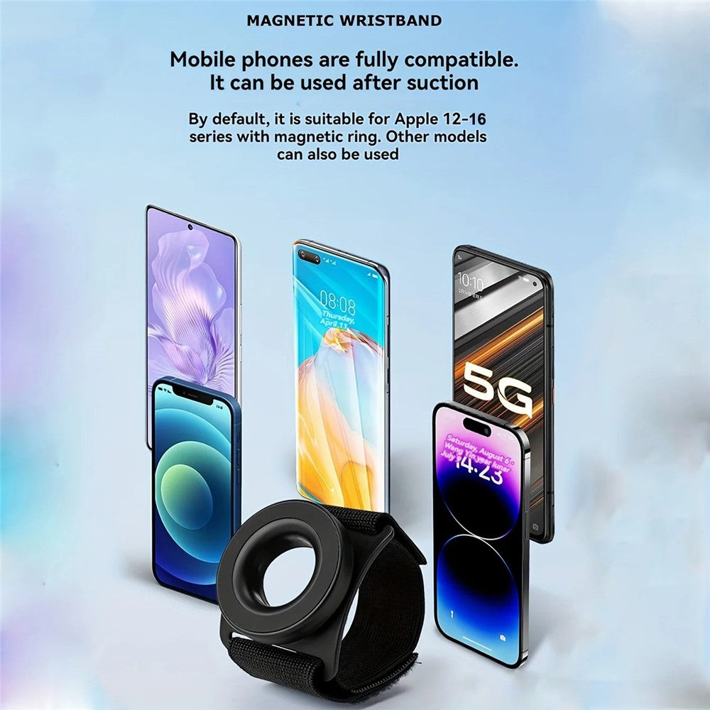 Magnetic Armband Phone Holder for iPhone 12-16 and Android Phone 360° Rotation Wristband Phone Mount