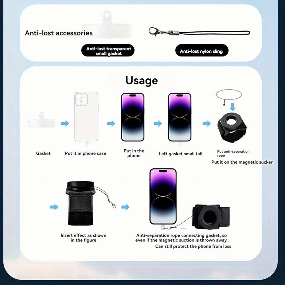 Magnetic Armband Phone Holder for iPhone 12-16 and Android Phone 360° Rotation Wristband Phone Mount