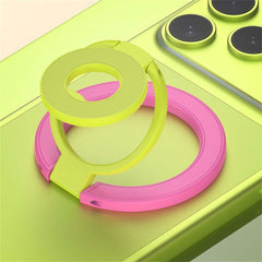 Rose-colored magnetic phone ring holder with strong magnetic attachment and 360-degree rotation stand