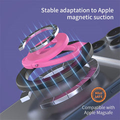 Rose gold magnetic phone ring holder with triple fold design and strong magnetic attachment