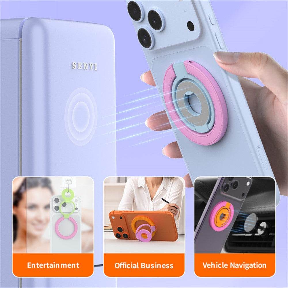Rose color magnetic phone ring holder with strong magnetic attachment and 360-degree rotation stand