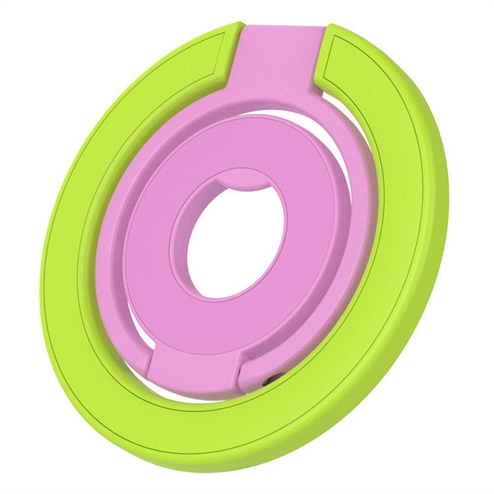 Rose-colored magnetic phone ring holder with strong magnetic attachment and 360-degree rotation stand