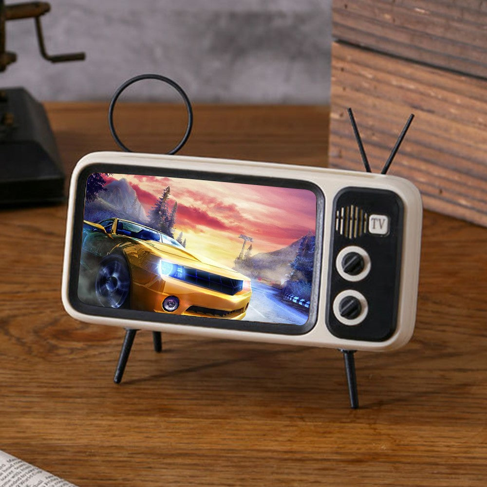 Retro TV Shape Mobile Phone Holder Home Office Desktop TV Phone Stand Bracket