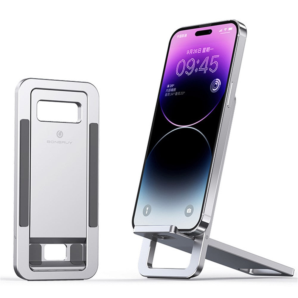 BONERUY T6 Cell Phone Stand Foldable Aluminum Adjustable Phone Tablet Holder Cradle Dock for Desk Travel