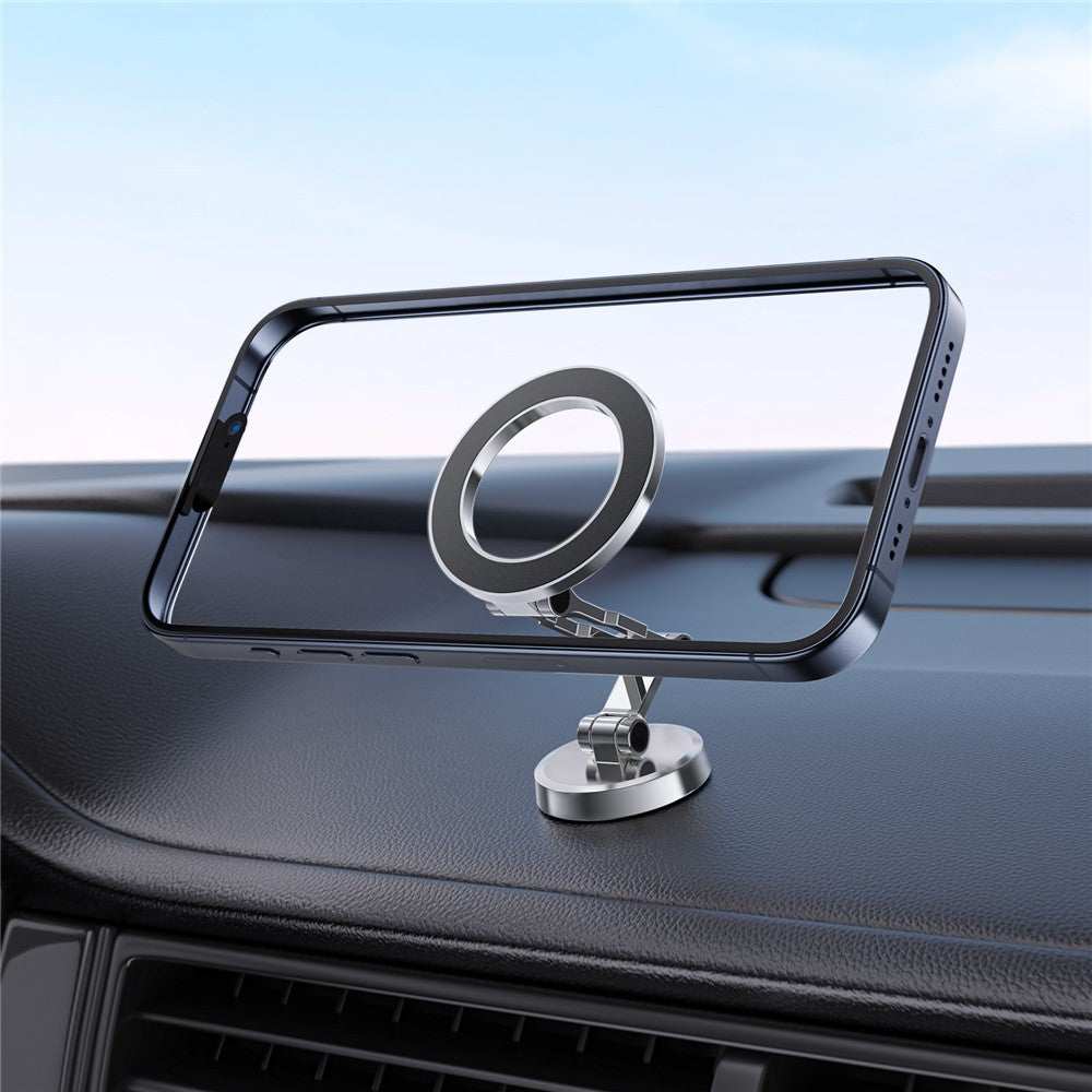ACEFAST D20 Magnetic Car Mount zinc alloy foldable phone holder on car dashboard with adjustable angles and strong magnetic suction