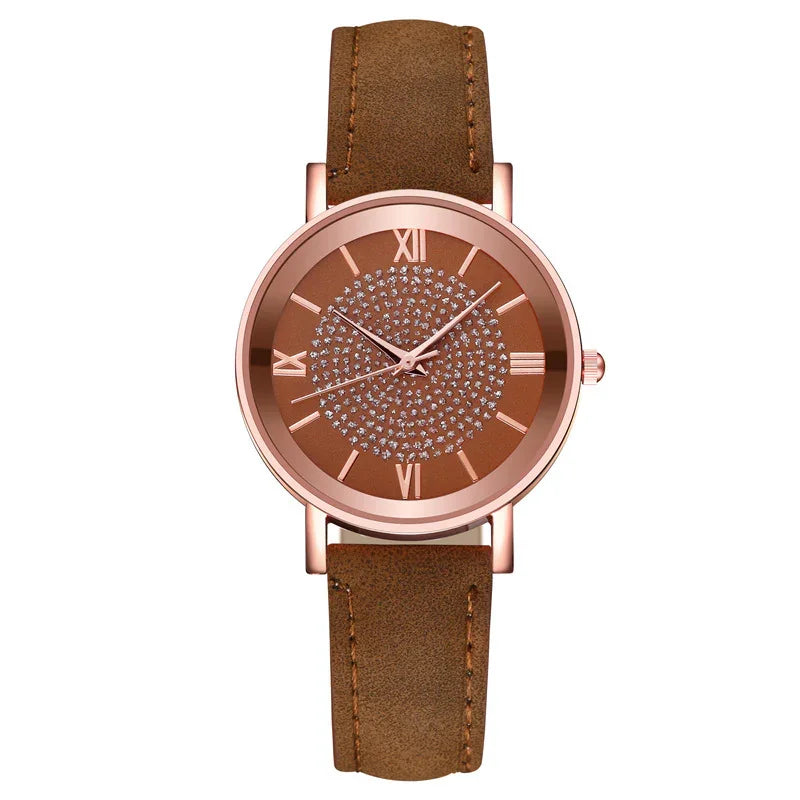 Ladies Fashion Sun Pattern Roman Scale Quartz Watch Watch - Show Gadgets