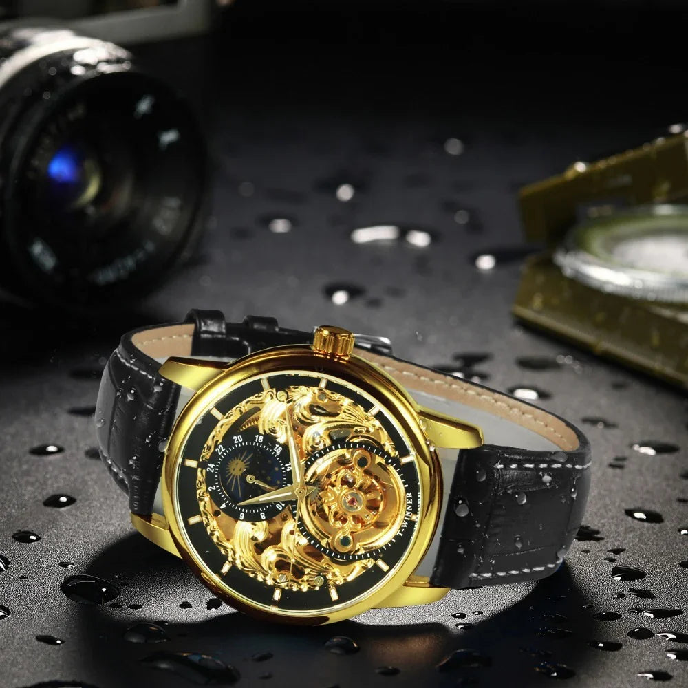 Carved Hollow Automatic Mechanical Watch - Show Gadgets