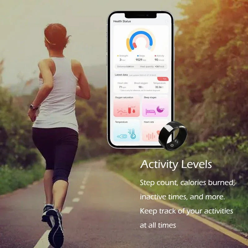 Black Technology Heart Rate, Blood Oxygen, Sleep Monitoring Waterproof Bluetooth Ring - Show Gadgets