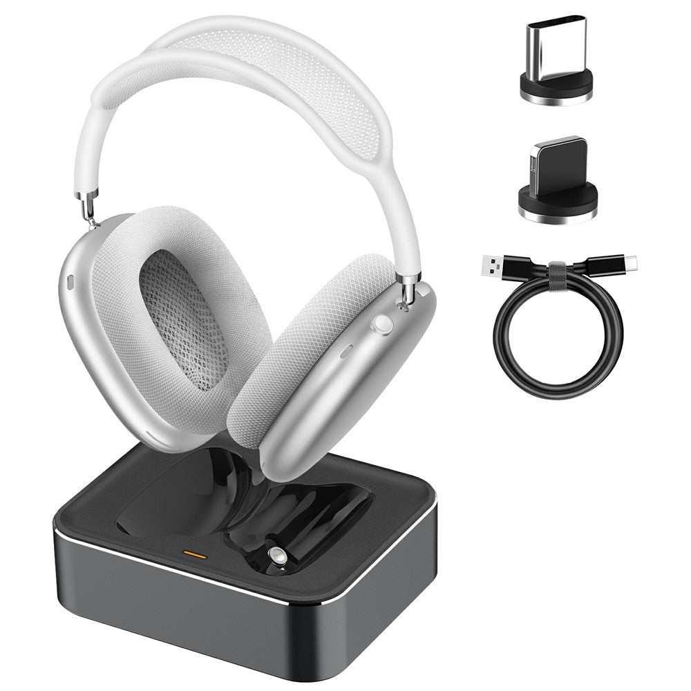 Wireless charging stand for AirPods Max with magnetic dock, LED indicator, and smart sleep mode