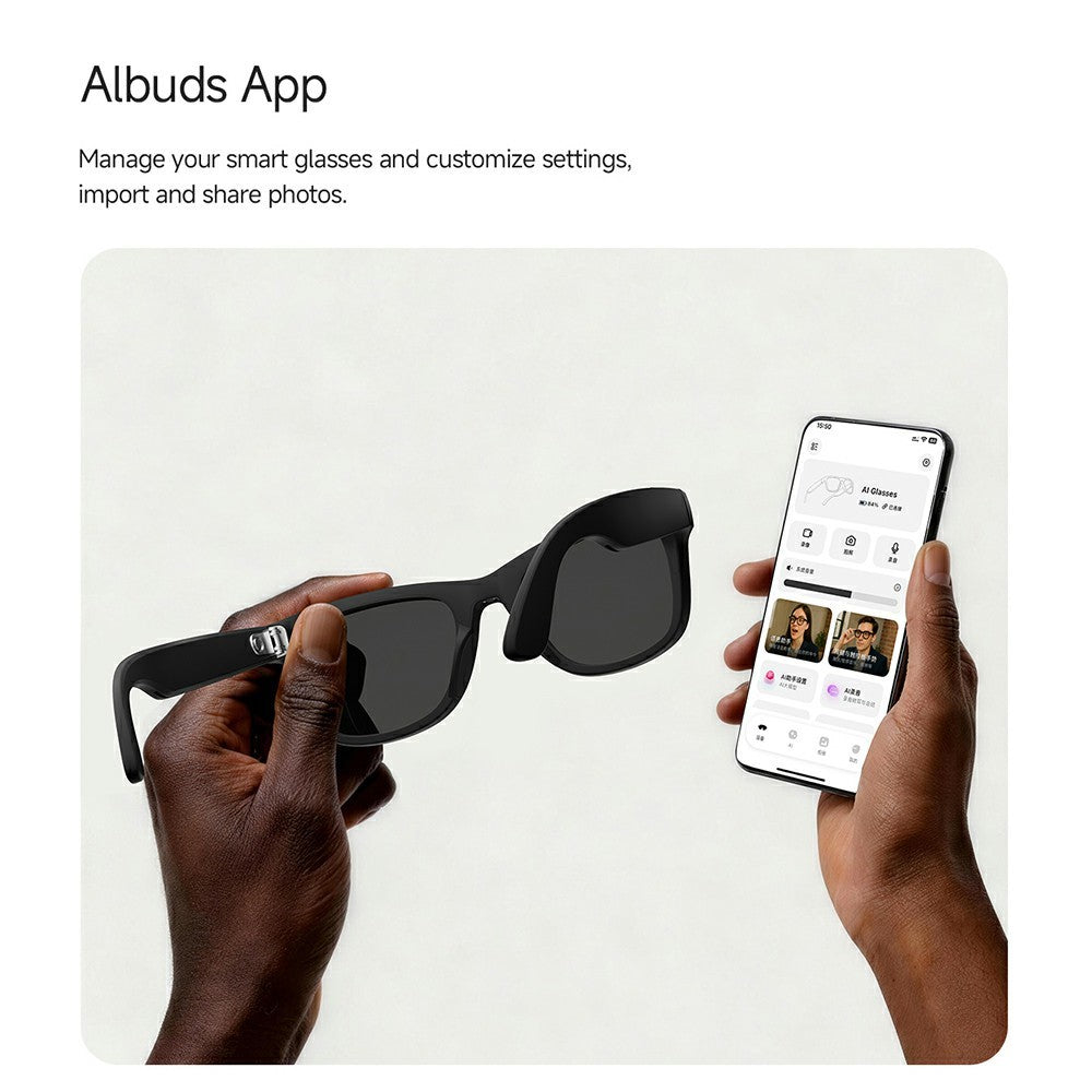 MT5 Ultra Smart Glasses 8MP Camera AI Real-Time Translation Bluetooth-compatible Call Eyeglasses with 2000mAh Charging Case
