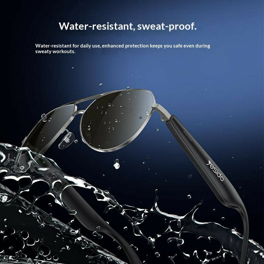 YESIDO IO44 Smart Audio Glasses Bluetooth-Compatible 5.4 Open-Ear Headphones / Polarized Sunglasses with Microphone for Travel / Business