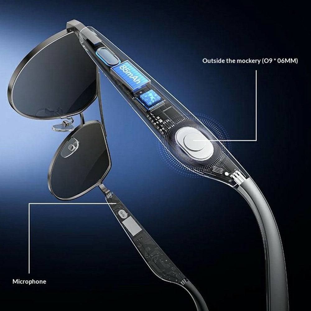 YESIDO IO44 Smart Audio Glasses Bluetooth-Compatible 5.4 Open-Ear Headphones / Polarized Sunglasses with Microphone for Travel / Business