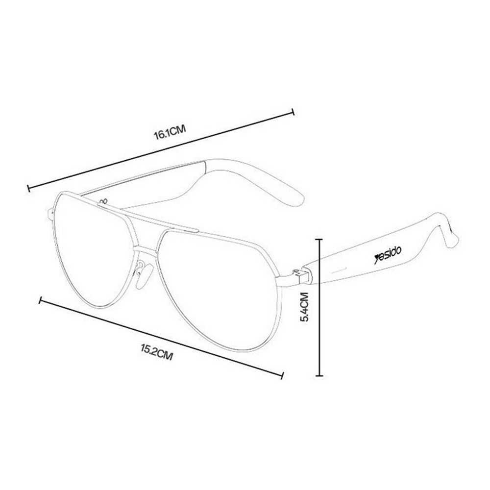 YESIDO IO44 Smart Audio Glasses Bluetooth-Compatible 5.4 Open-Ear Headphones / Polarized Sunglasses with Microphone for Travel / Business