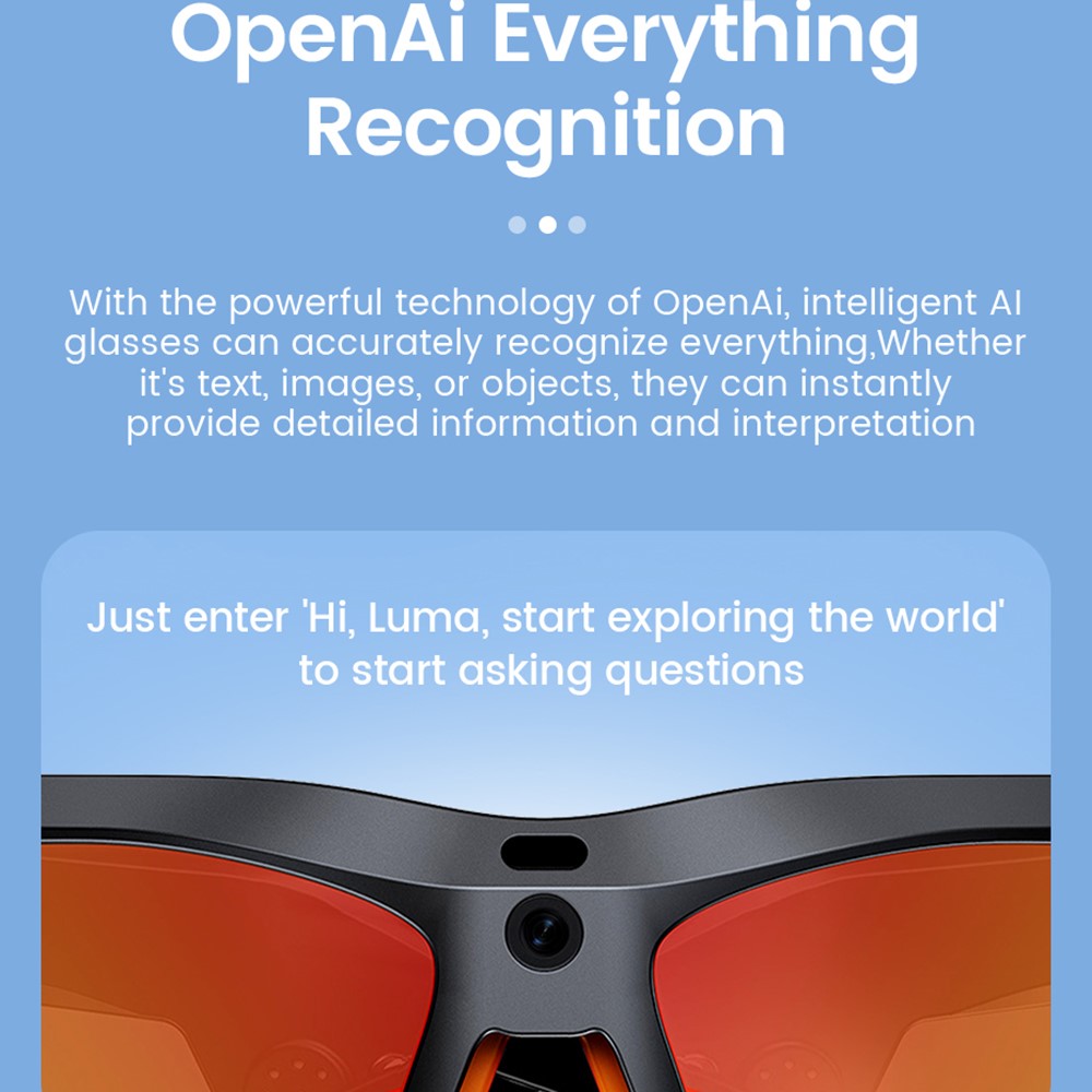 E08 AI Smart Glasses 1300W Camera Voice Control Everything Recognition Translation Eyeglasses for Sports Cycling