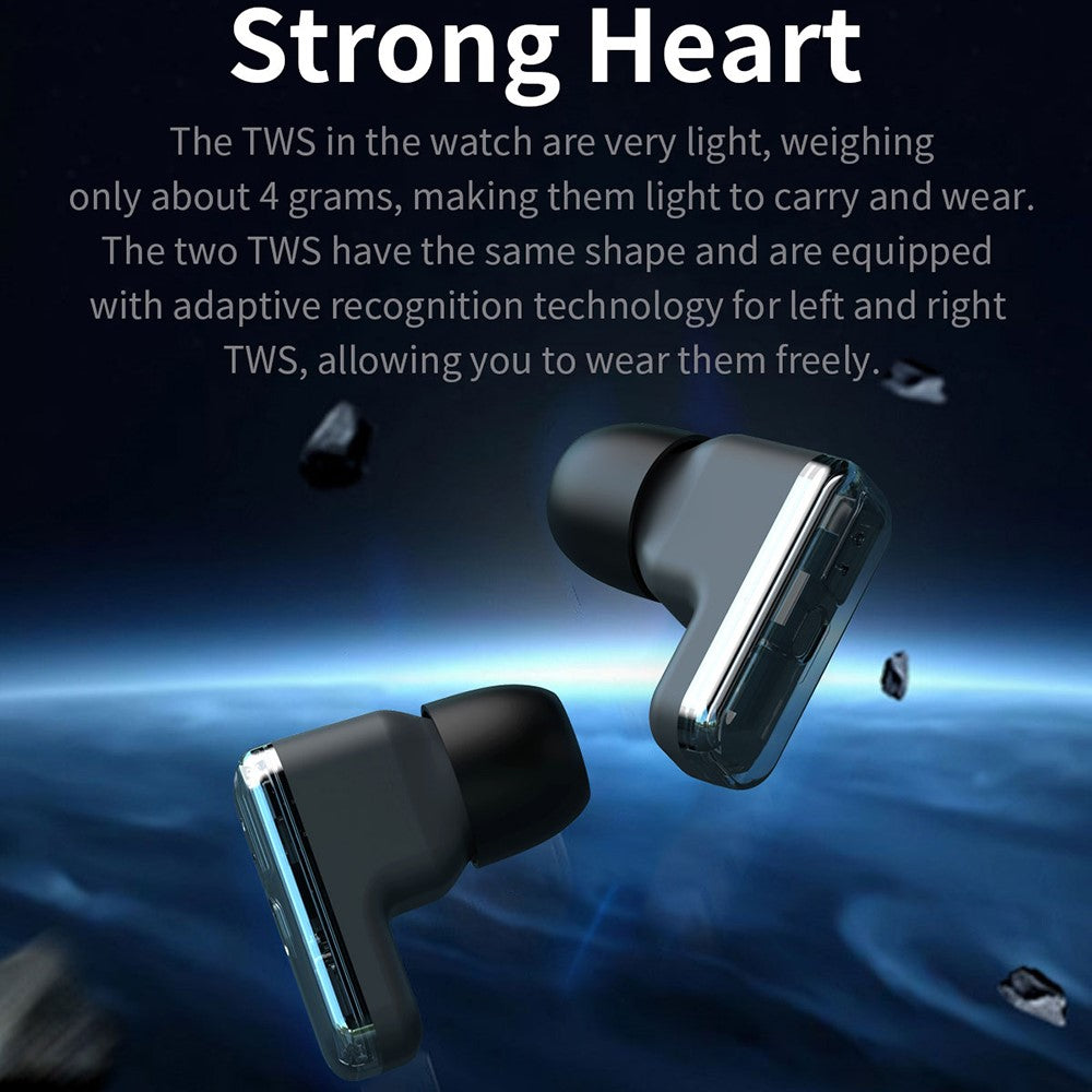 T100 Health Monitoring Bluetooth-compatible Call Sports Wristwatch 2 in 1 TWS Earbuds Smart Watch