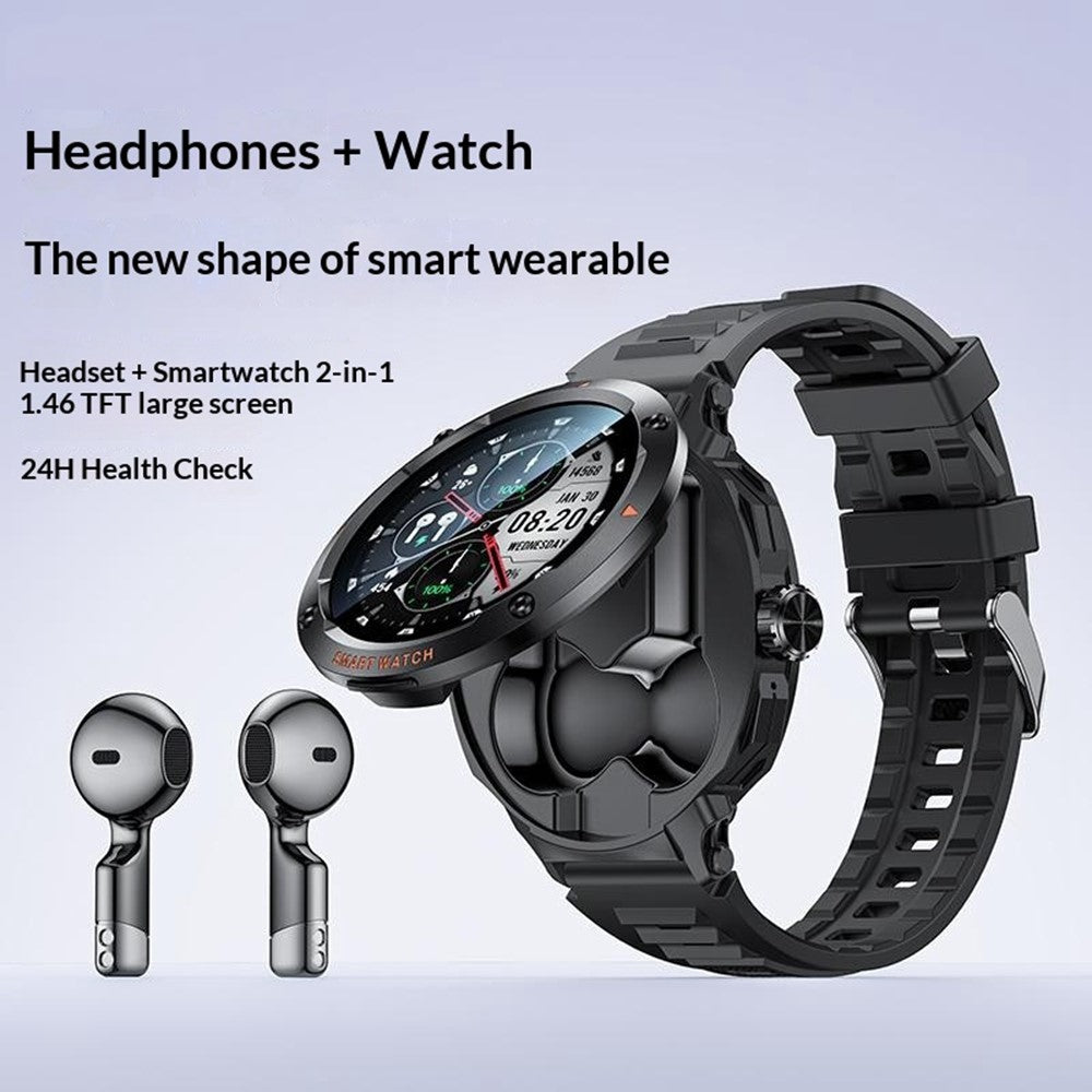 YESIDO IO50 2-in-1 Smart Watch with TWS Earbuds 1.46inch HD Screen Bluetooth-compatible Health Monitor