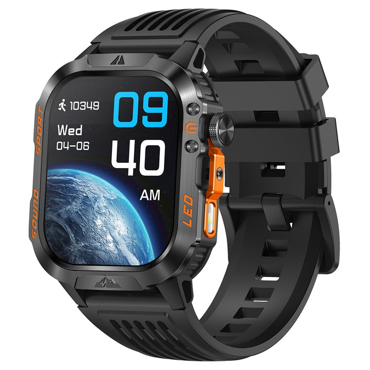 HT46 Sports Smart Watch 2.01 Inch IPS 1200mAh Battery IP68 Waterproof LED Flashlight Bluetooth-compatible Calling Health Monitor for Outdoor Adventure