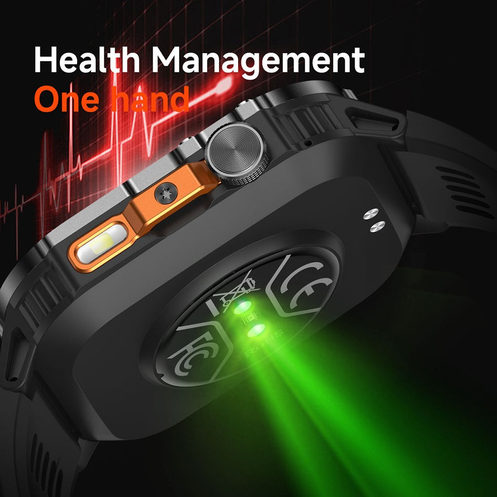 HT46 Sports Smart Watch 2.01 Inch IPS 1200mAh Battery IP68 Waterproof LED Flashlight Bluetooth-compatible Calling Health Monitor for Outdoor Adventure