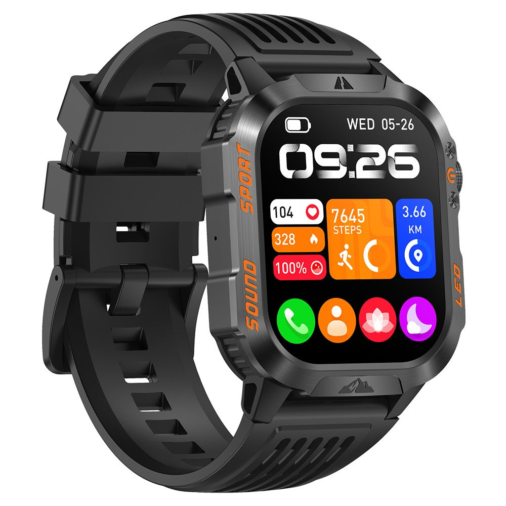 HT46 Sports Smart Watch 2.01 Inch IPS 1200mAh Battery IP68 Waterproof LED Flashlight Bluetooth-compatible Calling Health Monitor for Outdoor Adventure