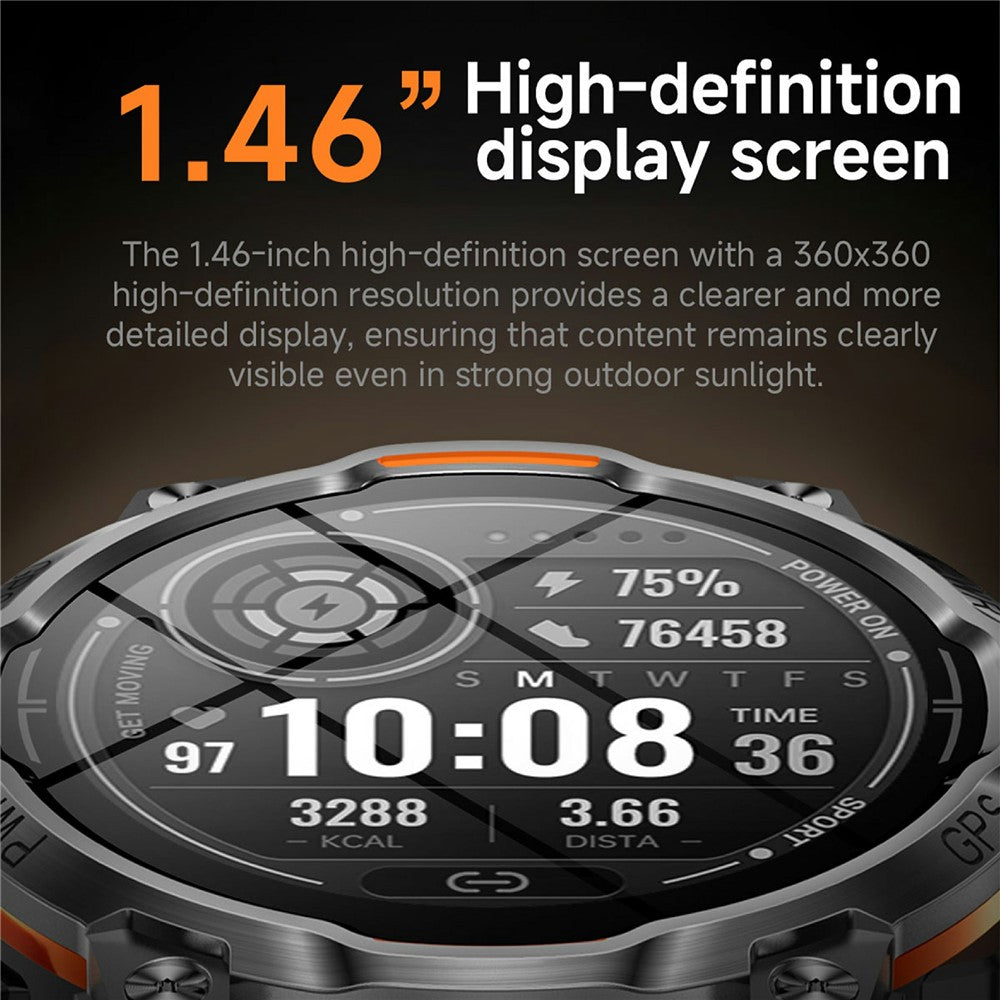 KC108 Smart Watch with Nylon Strap 1.46 Inch HD Display GPS Bluetooth-compatible Calling Heart Rate Blood Oxygen Monitor