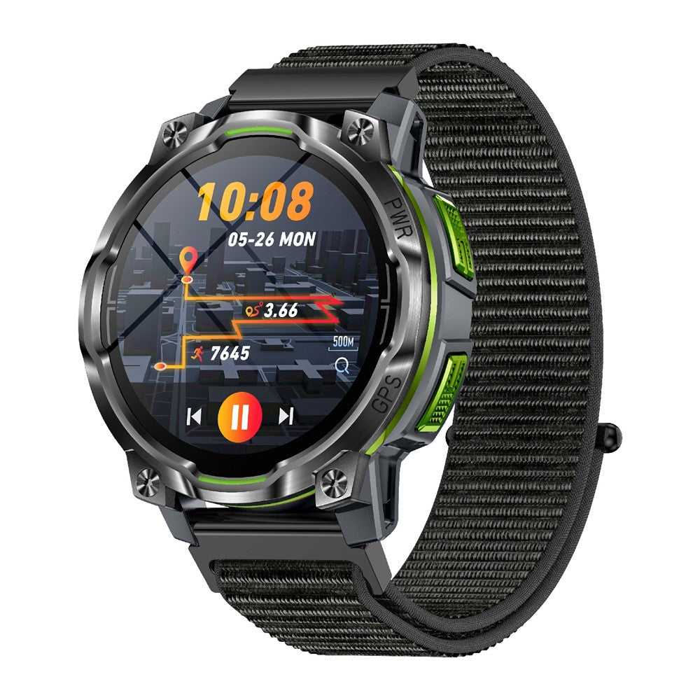 KC108 Smart Watch with Nylon Strap 1.46 Inch HD Display GPS Bluetooth-compatible Calling Heart Rate Blood Oxygen Monitor