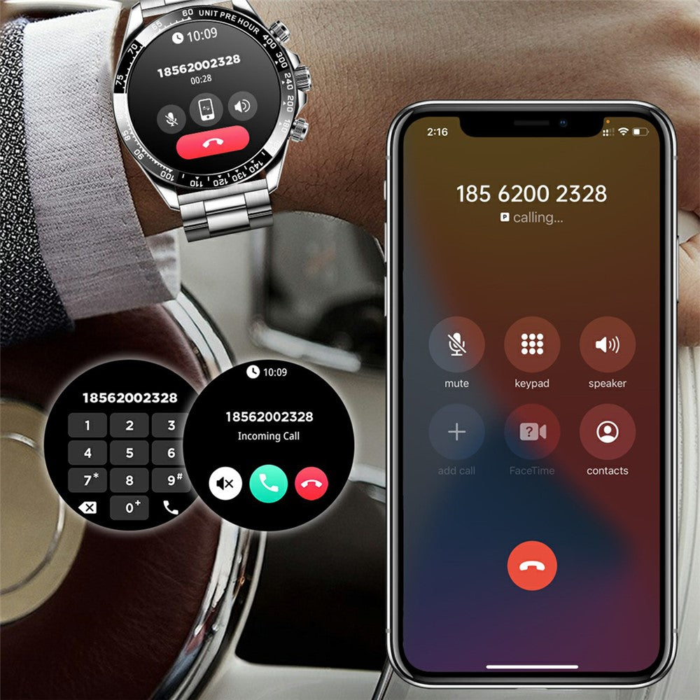 AK63 Bluetooth-compatible Call AMOLED Screen Smart Watch Bracelet with Steel Strap
