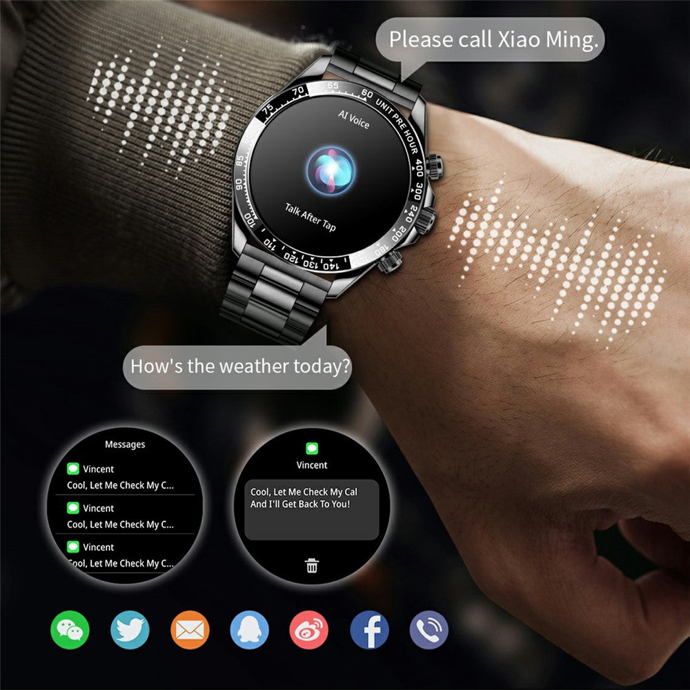 AK63 Bluetooth-compatible Call AMOLED Screen Smart Watch Bracelet with Steel Strap