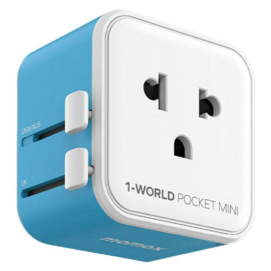 MOMAX UA37 1-World Pocket Mini Ultra-Thin Universal Travel Charger Adapter 2500W Global Plug Wall Charger