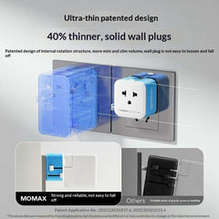 MOMAX UA37 1-World Pocket Mini Ultra-Thin Universal Travel Charger Adapter 2500W Global Plug Wall Charger