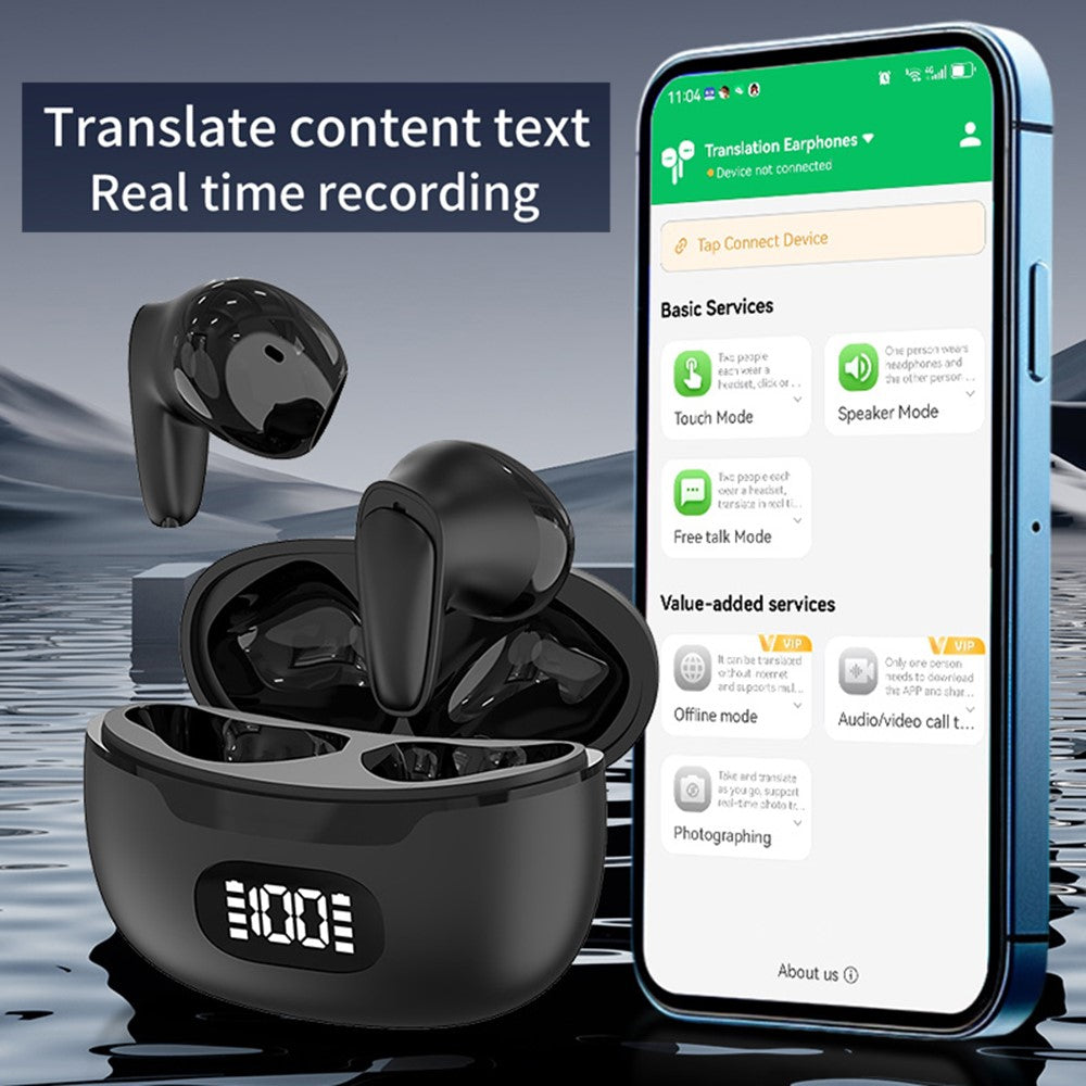 B28 150 Languages Smart Voice Translation Earbuds Bluetooth-Compatible Semi In Ear Headphones