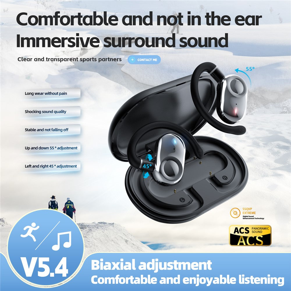 BT 5.4 AI Smart Translator Earbuds Open Ear Design Multi-Angle Adjustable Language Translation