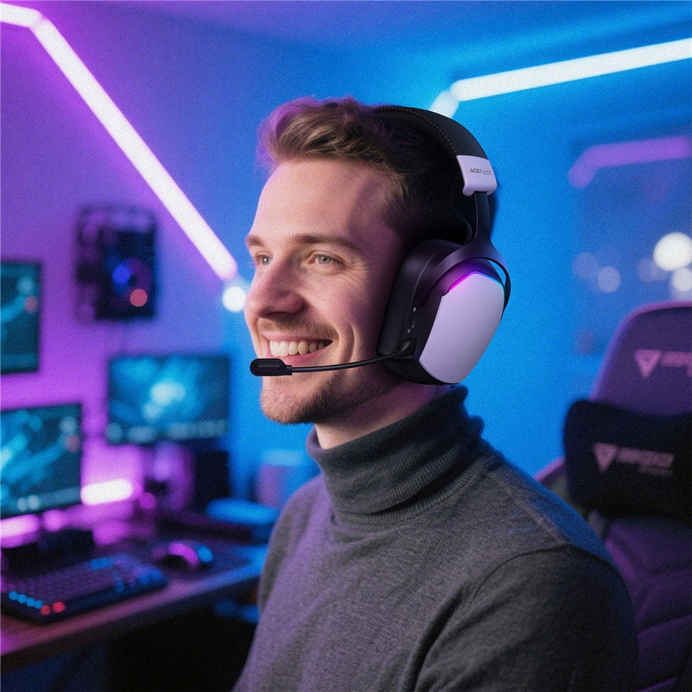 ACEFAST H11 Low Latency Gaming Headset Bluetooth-compatible Wireless Over Ear Headphones with Detachable Mic
