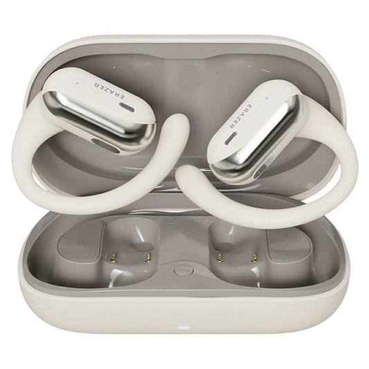 ERAZER ER50 wireless open-ear Bluetooth earbuds with noise cancelling and waterproof design in charging case