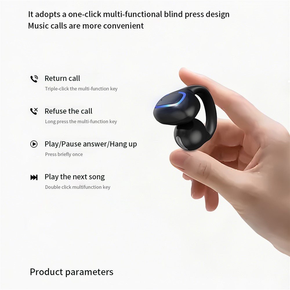 Single Ear Bluetooth-compatible 5.4 Ear Clip Earphone 8H Battery Life Lightweight Business Sports Headphone