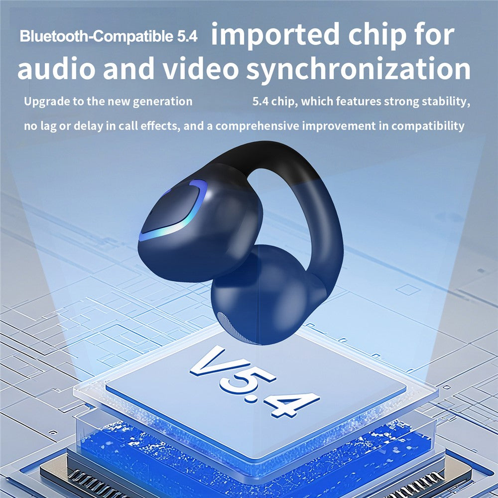 Single Ear Bluetooth-compatible 5.4 Ear Clip Earphone 8H Battery Life Lightweight Business Sports Headphone