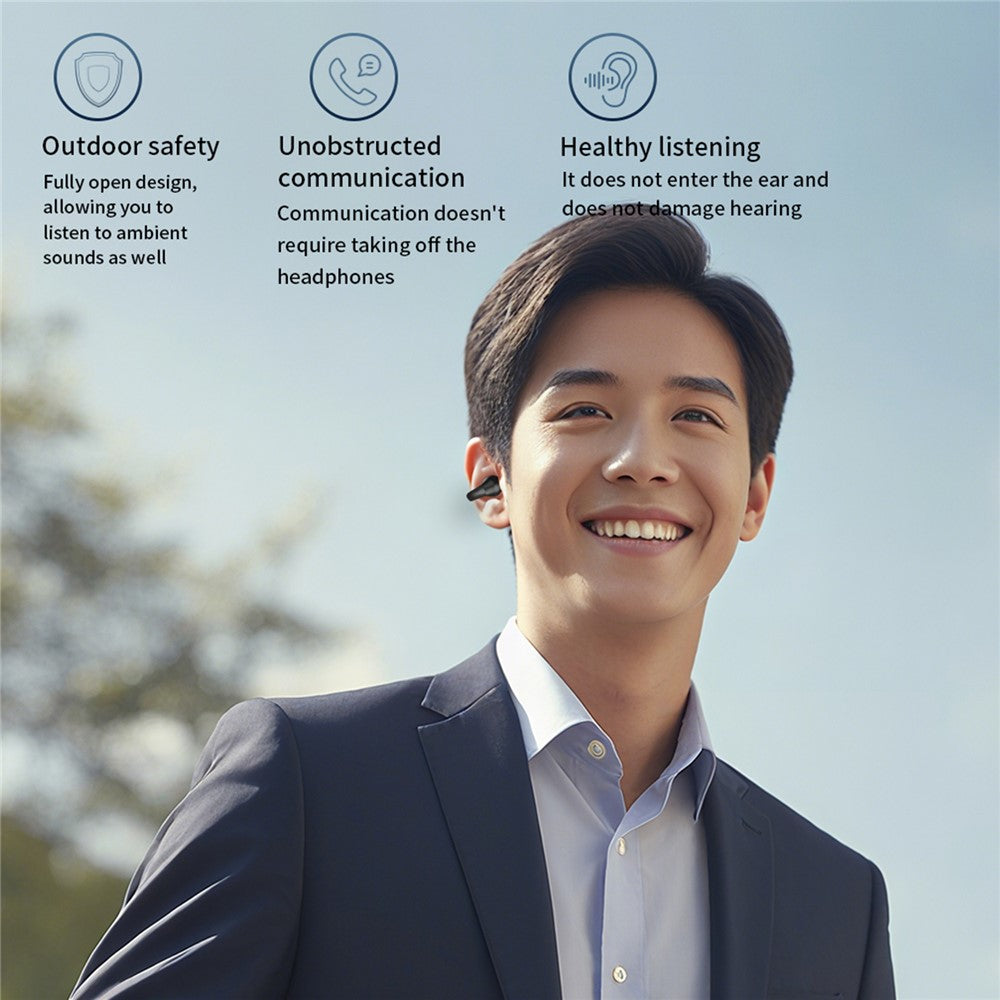Single Ear Bluetooth-compatible 5.4 Ear Clip Earphone 8H Battery Life Lightweight Business Sports Headphone