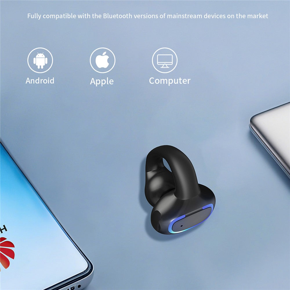 Single Ear Bluetooth-compatible 5.4 Ear Clip Earphone 8H Battery Life Lightweight Business Sports Headphone