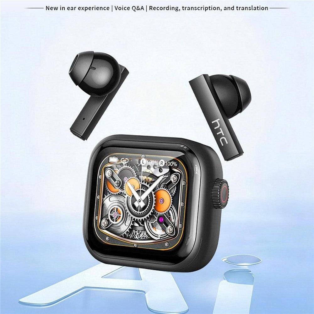 HTC NE40 134 Languages AI Translation Earbuds Noise Cancellation Bluetooth-compatible 6.0 Earbuds with 2.0 Inch HD Screen Charging Case
