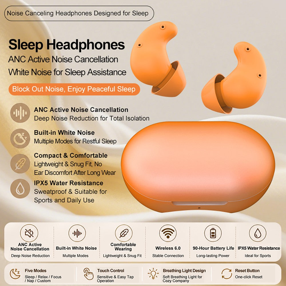 S1 White Noise Sleeping Earbuds IPX5 Waterproof ANC Noise Cancelling Bluetooth-compatible Earbuds