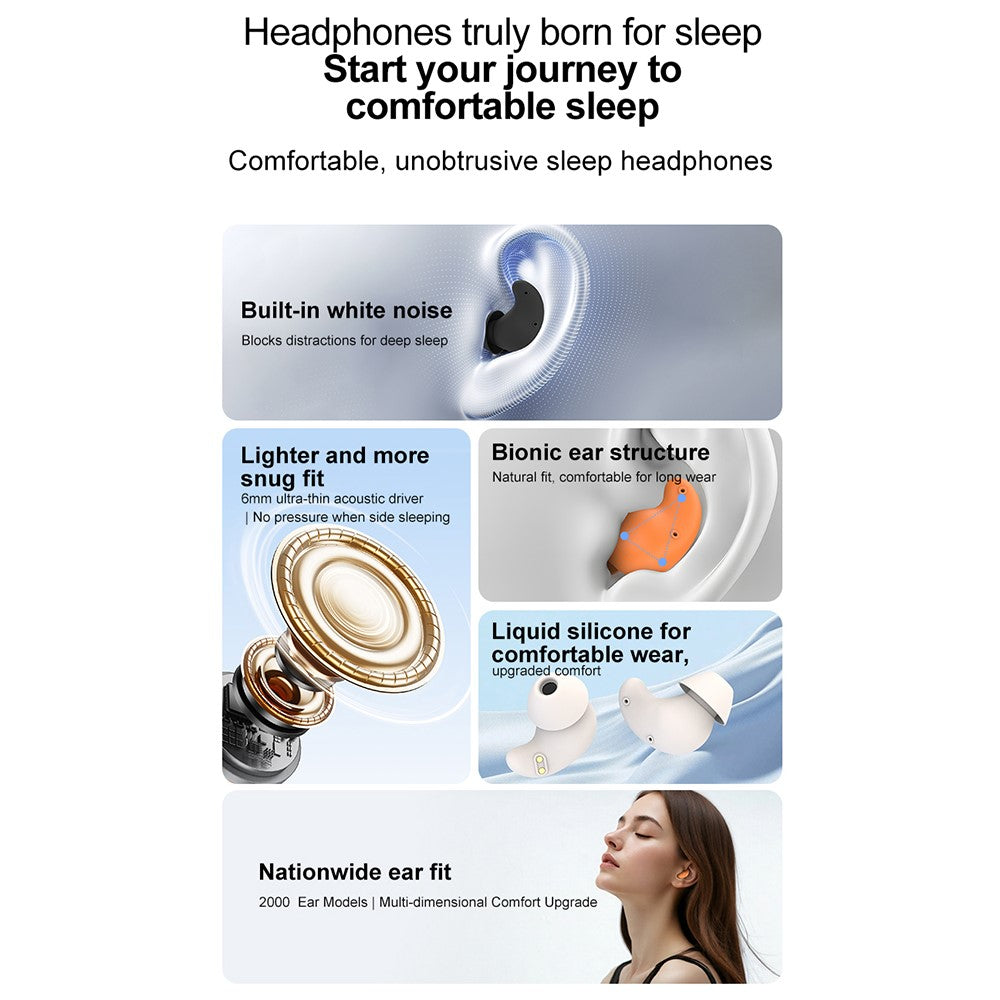 S1 White Noise Sleeping Earbuds IPX5 Waterproof ANC Noise Cancelling Bluetooth-compatible Earbuds