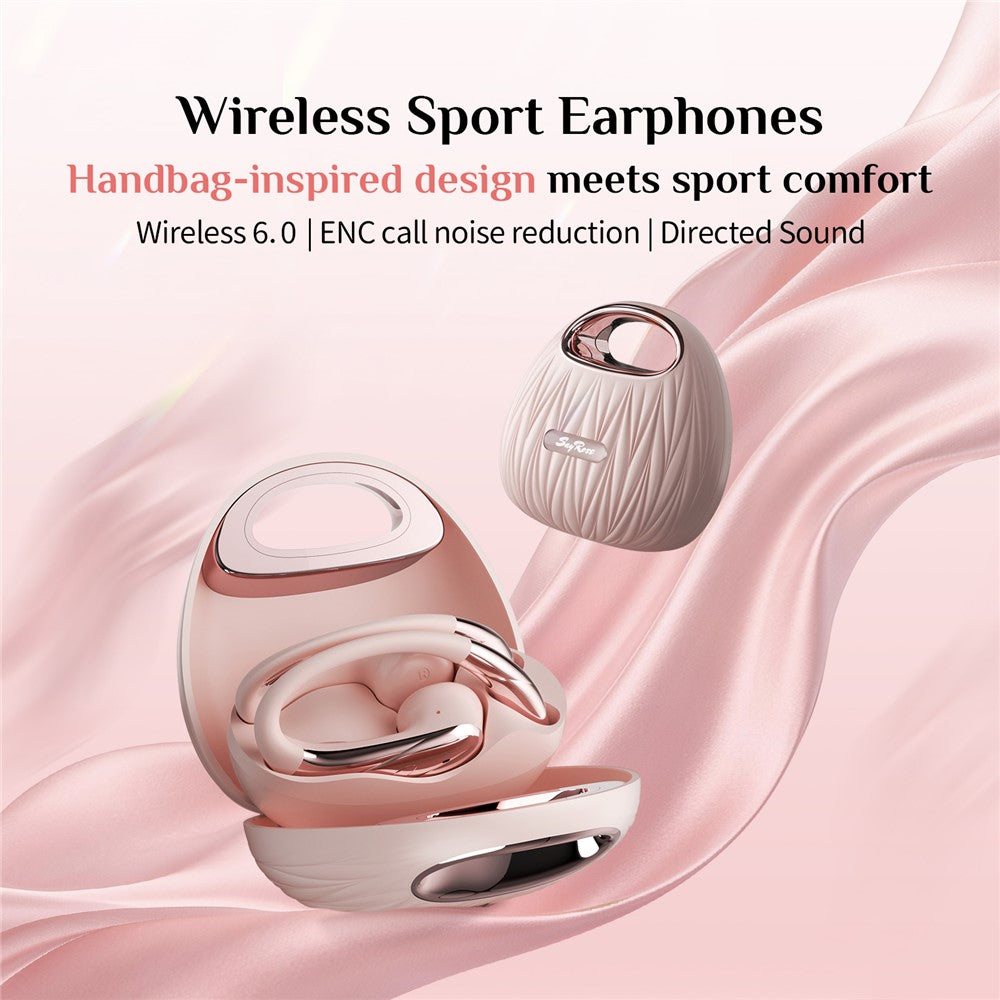 SAYROSE RJ-68 Wireless Open Ear Hook Sport Earphones Handbag Design Bluetooth-compatible 6.0 ENC Noise Cancelling Earbuds