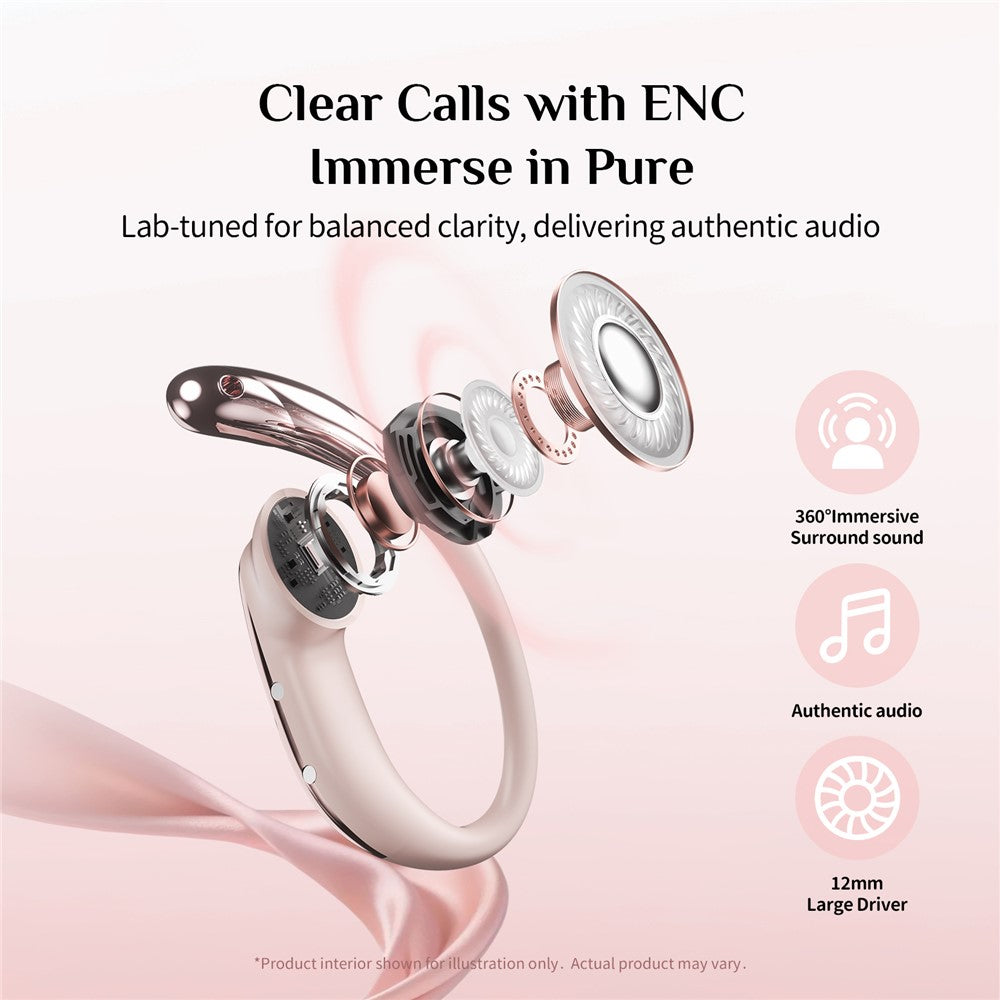 SAYROSE RJ-68 Wireless Open Ear Hook Sport Earphones Handbag Design Bluetooth-compatible 6.0 ENC Noise Cancelling Earbuds