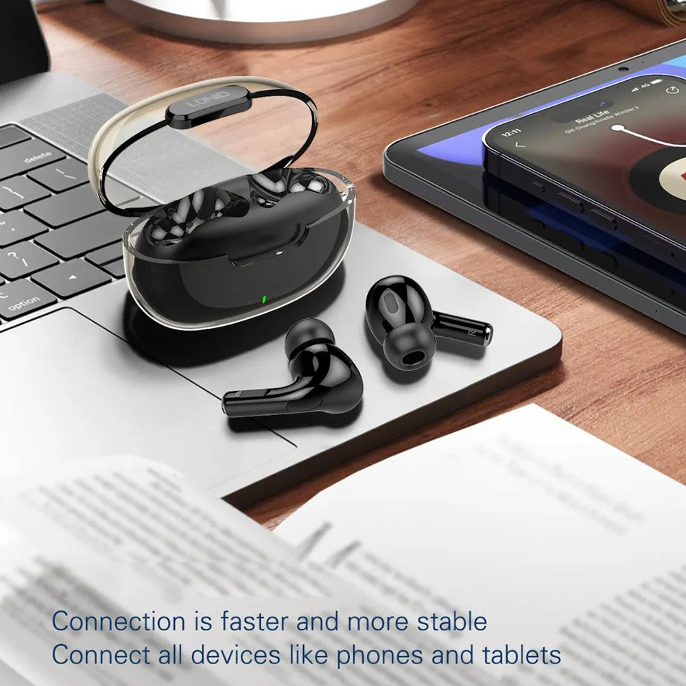 LDNIO T02 Bluetooth-compatible 5.3 In-Ear Earbuds Adaptive Noise Cancelling Hi-Fi 20-Hour Battery Translucent Design Headset for Sports