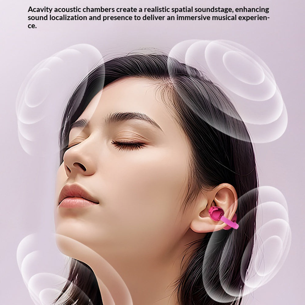 X22 OWS Open Ear Clip-On Earbuds Bluetooth-compatible 5.4 Wireless Earbuds with Purse Style Charging Case for Women