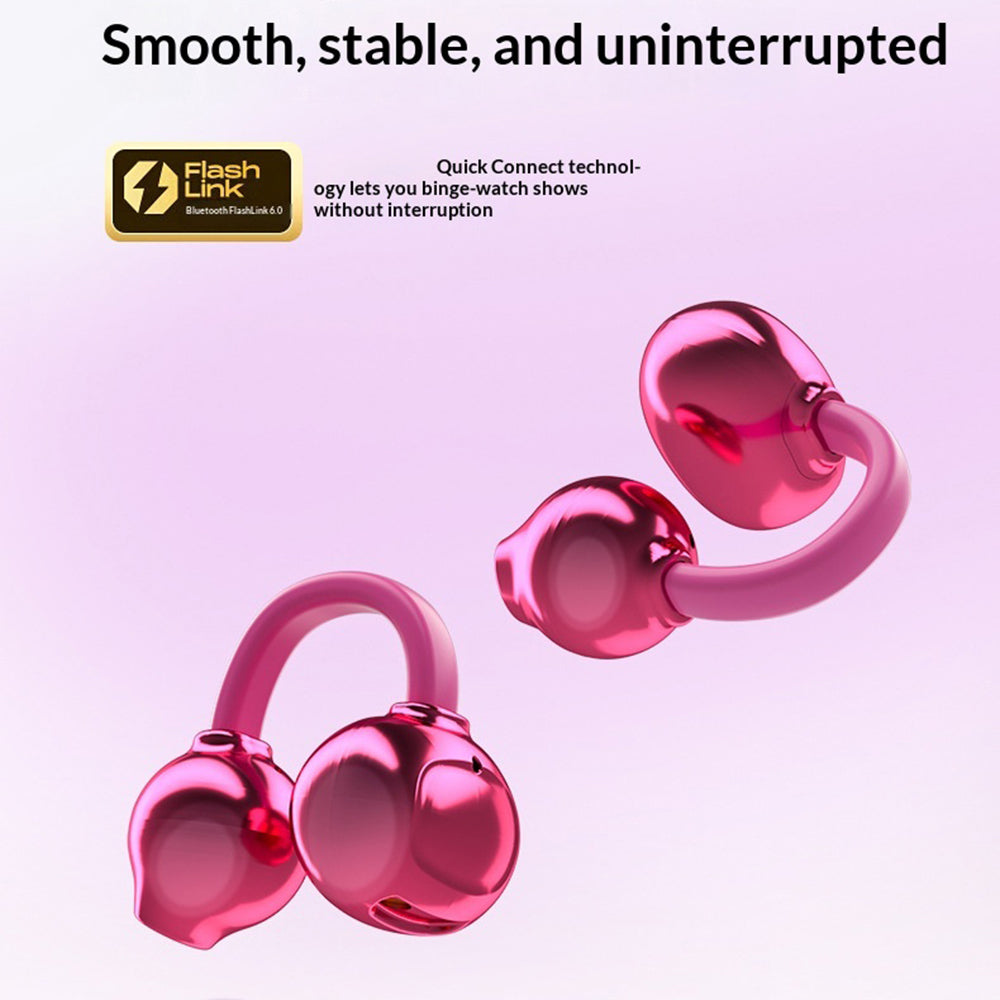 X22 OWS Open Ear Clip-On Earbuds Bluetooth-compatible 5.4 Wireless Earbuds with Purse Style Charging Case for Women