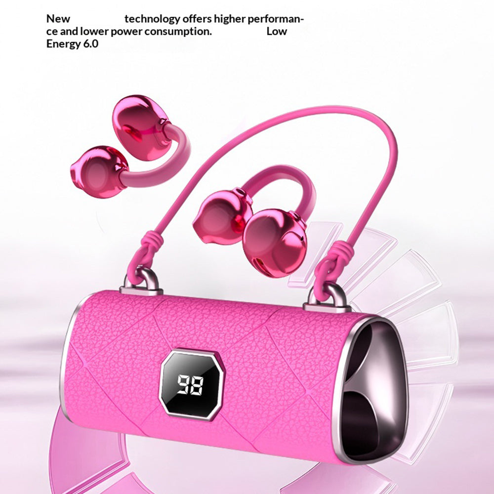 X22 OWS Open Ear Clip-On Earbuds Bluetooth-compatible 5.4 Wireless Earbuds with Purse Style Charging Case for Women