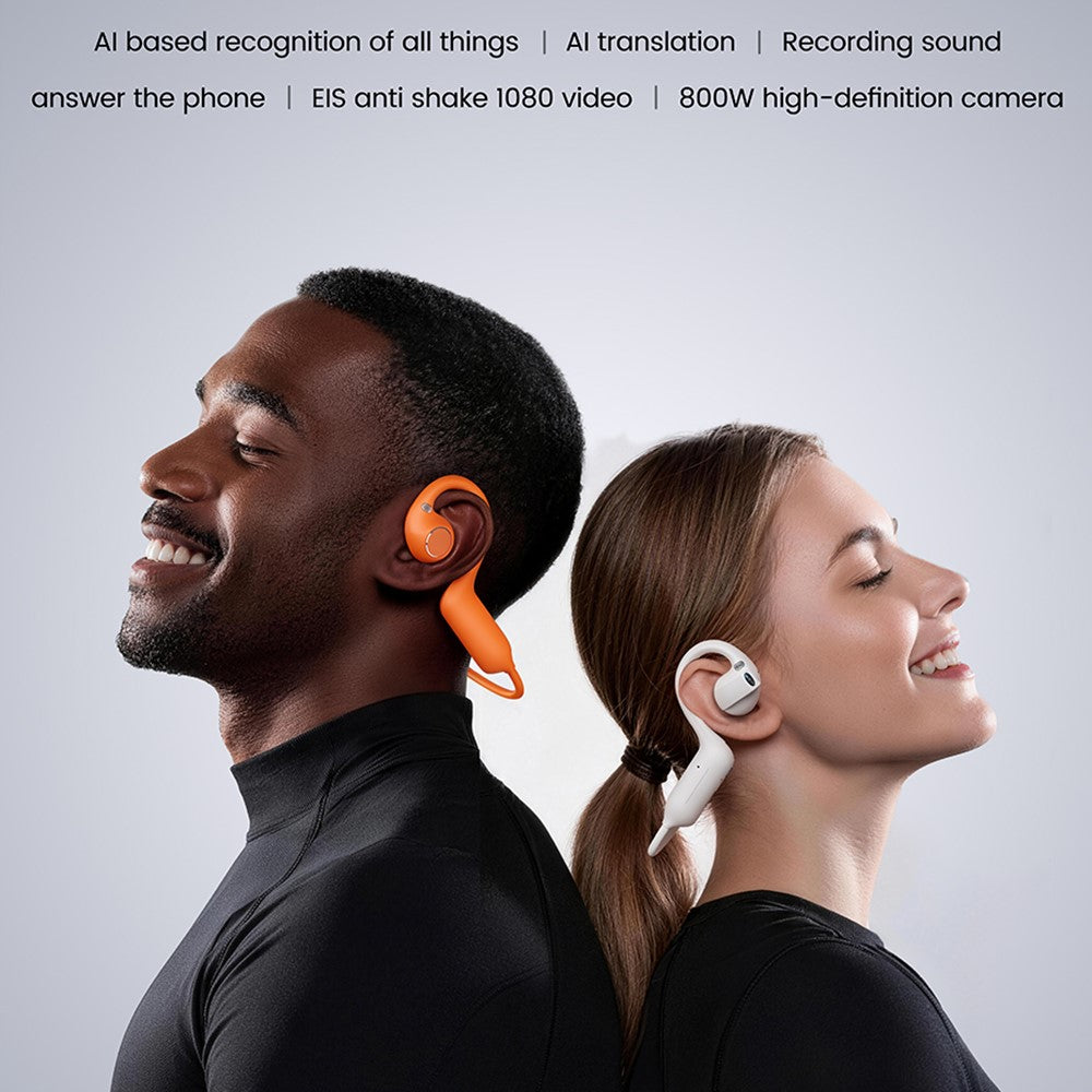 E12 AI Translation Smart Camera Bone Conduction Bluetooth-compatible Earphones 8MP 1080P EIS Video