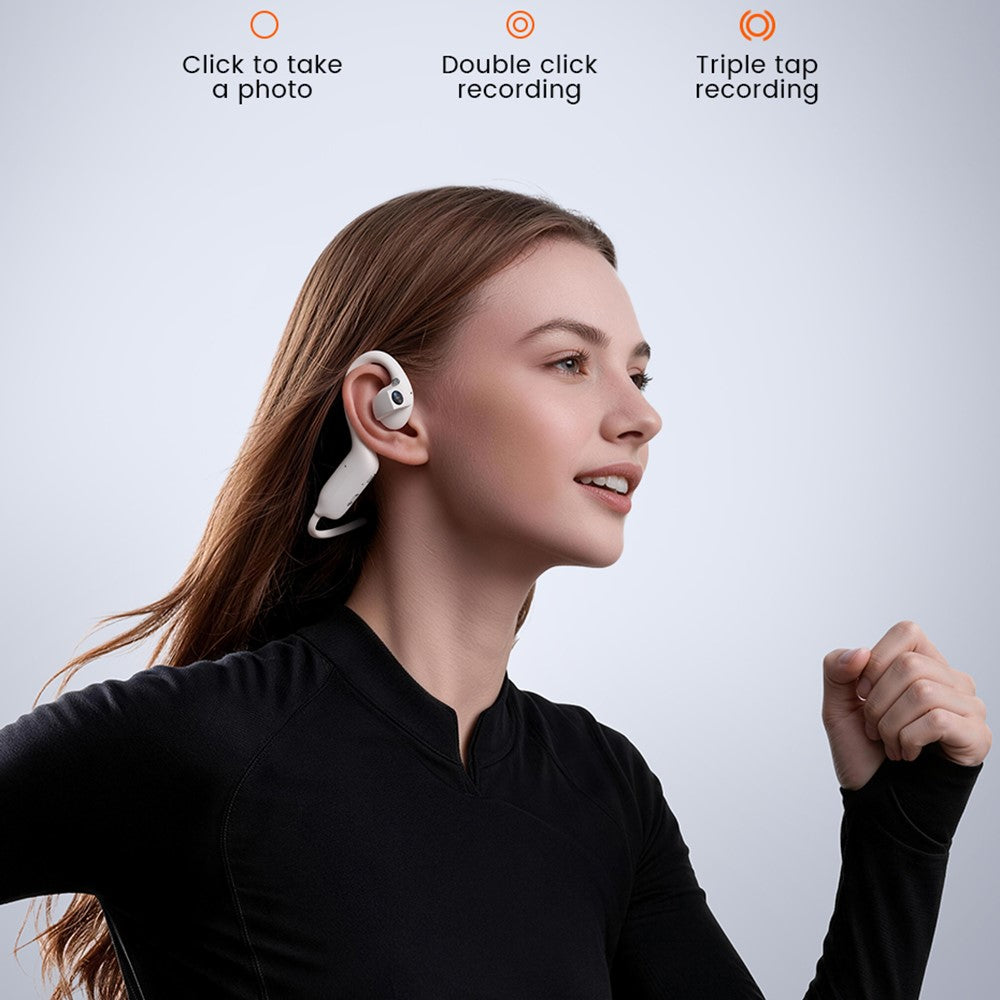 E12 AI Translation Smart Camera Bone Conduction Bluetooth-compatible Earphones 8MP 1080P EIS Video